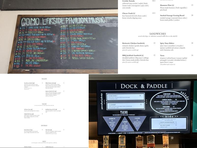 Dock & Paddle @ Como Lakeside Pavilion Menu