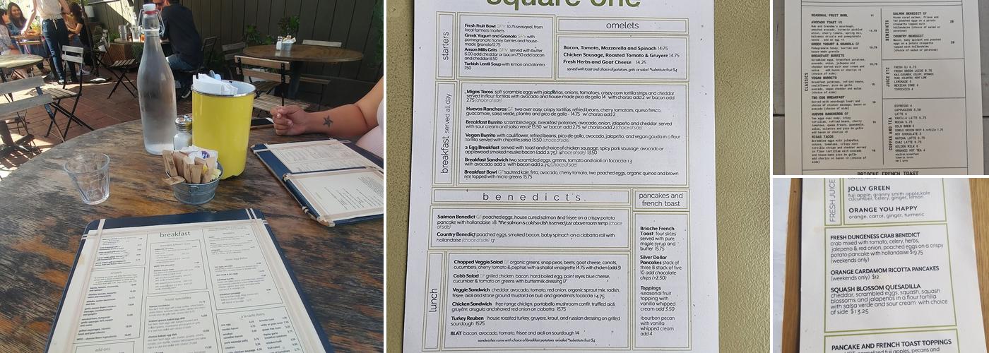 Square One Dining Menu