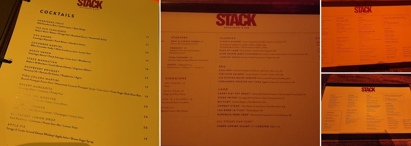 Stack Restaurant & Bar Menu