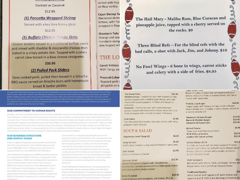 Sixty South Restaurant and Bar Menu