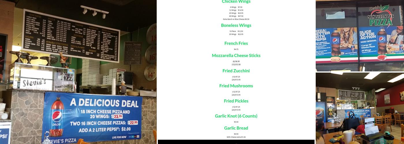 Stevie's Pizza Menu