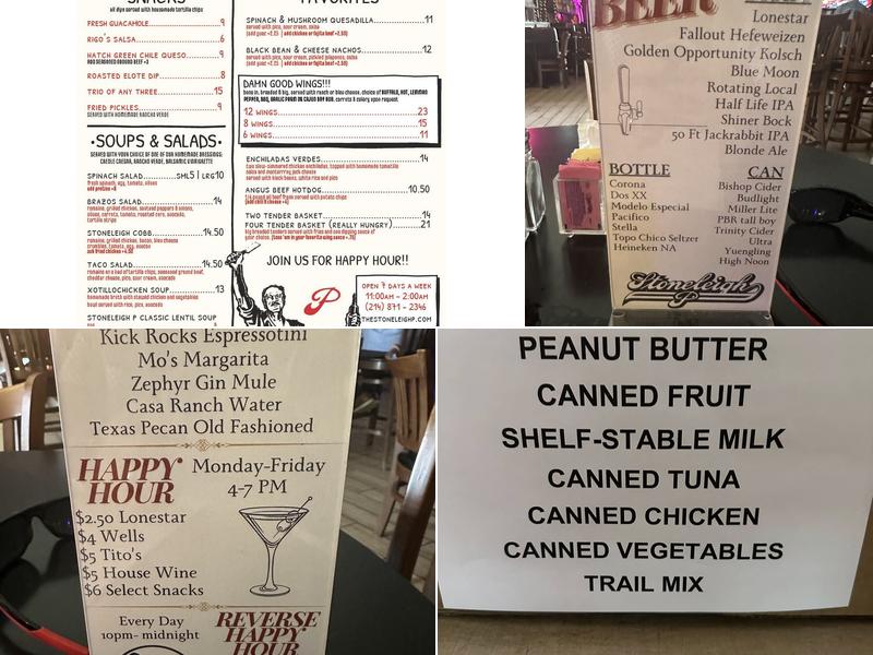 Stoneleigh P Menu
