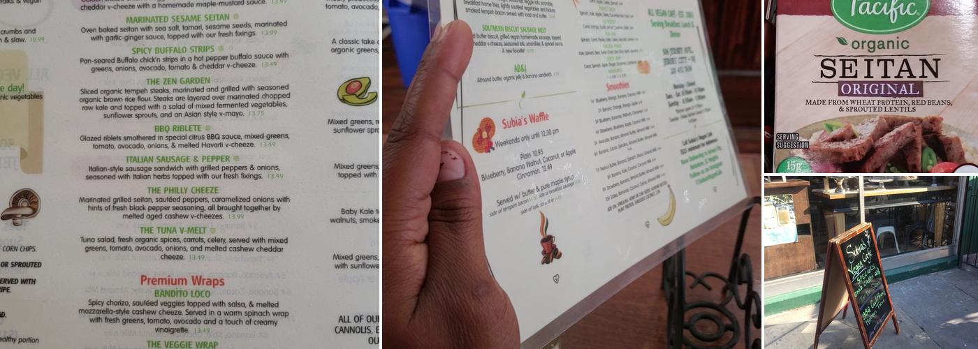 Subia's Vegan Cafe Menu