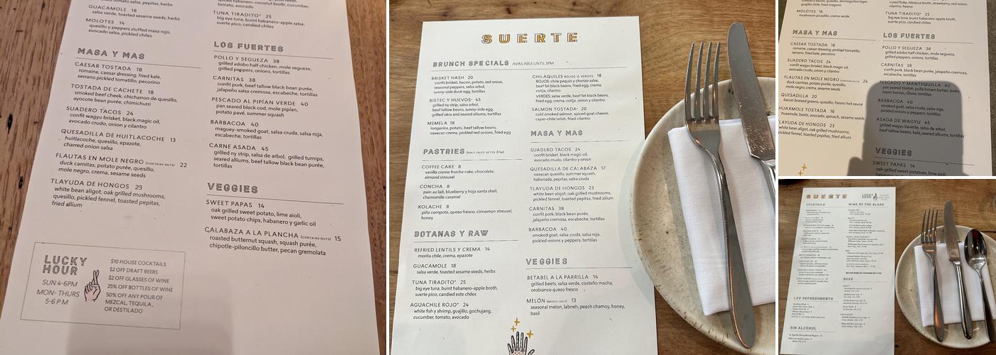 Suerte Menu