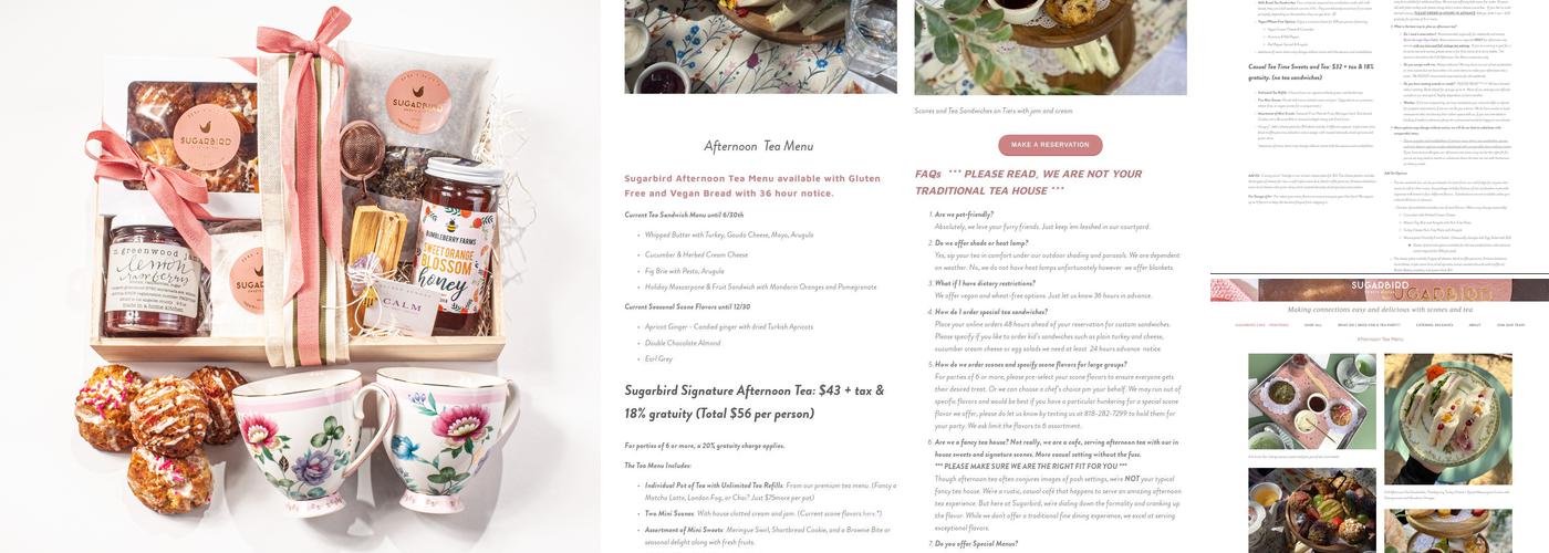 Sugarbird Sweets and Teas (Commissary + Online Pick Up Only) Menu