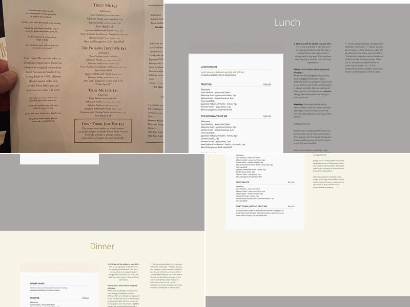 SUGARFISH by sushi nozawa Menu