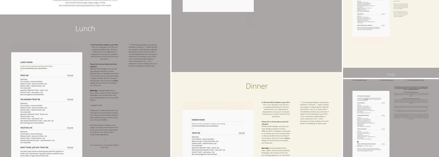 SUGARFISH by sushi nozawa Menu