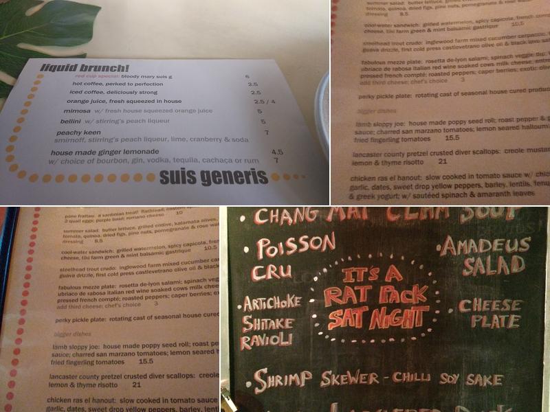 Suis Generis Menu