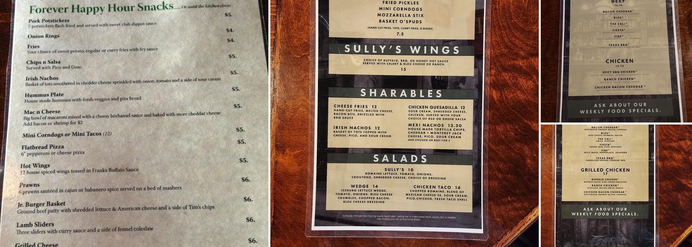Sully's Menu