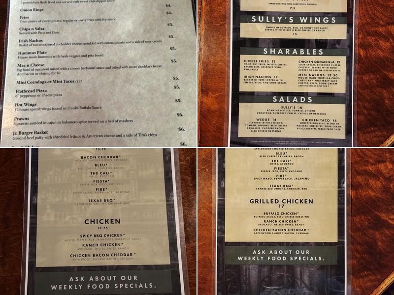 Sully's Menu
