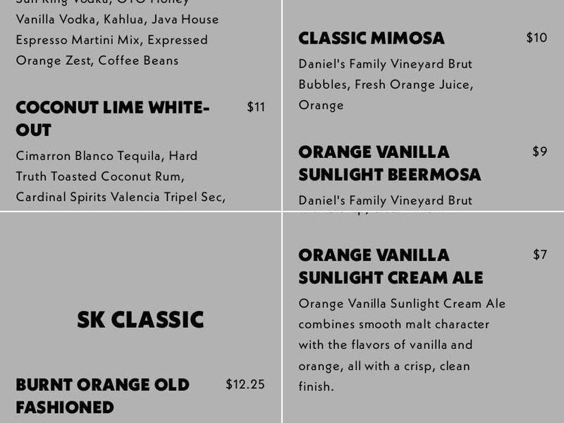 Sun King Carmel Menu