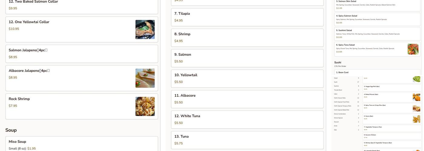 Sunny's Sushi Hut Menu