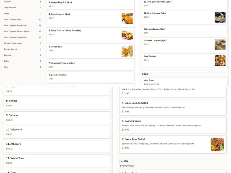 Sunny's Sushi Hut Menu