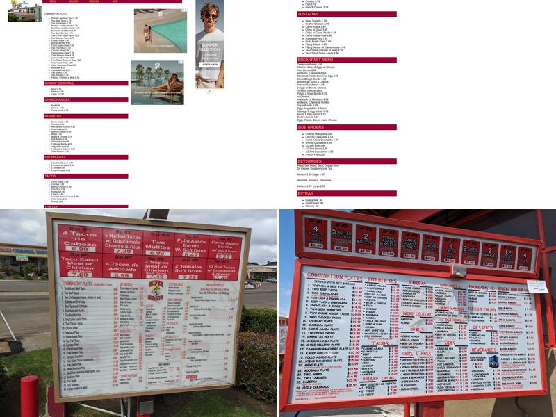 Super Sergio's Menu