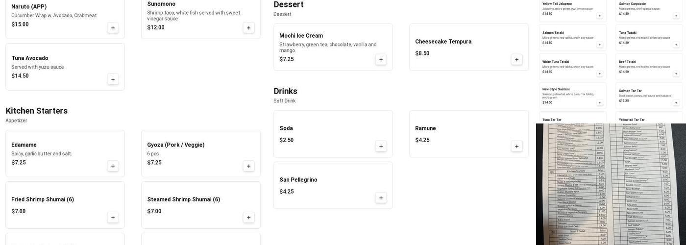 Sushi Bay 17 Menu