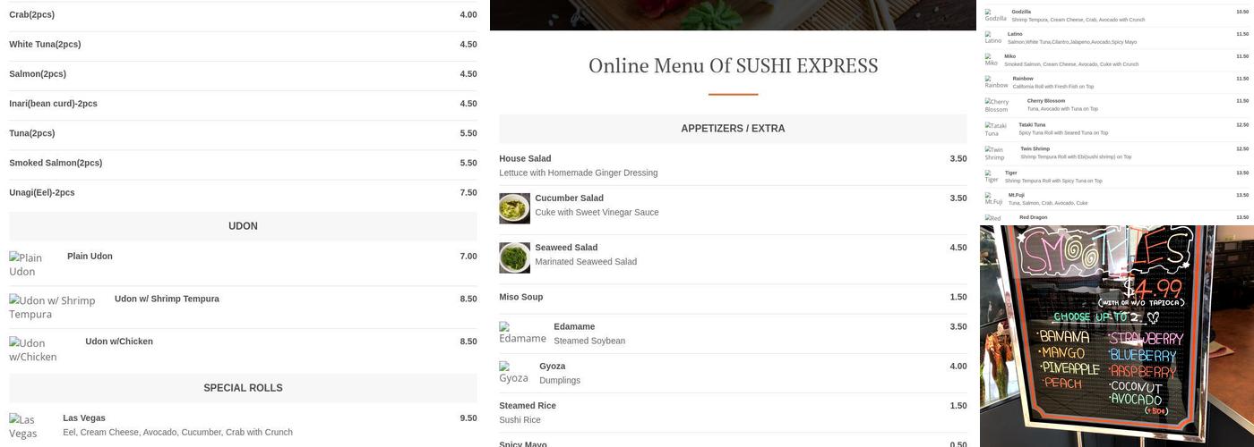 Sushi Express Menu