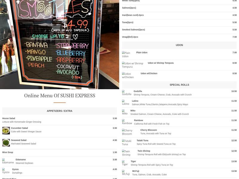 Sushi Express Menu