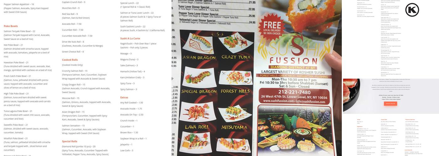Sushi Fussion Menu