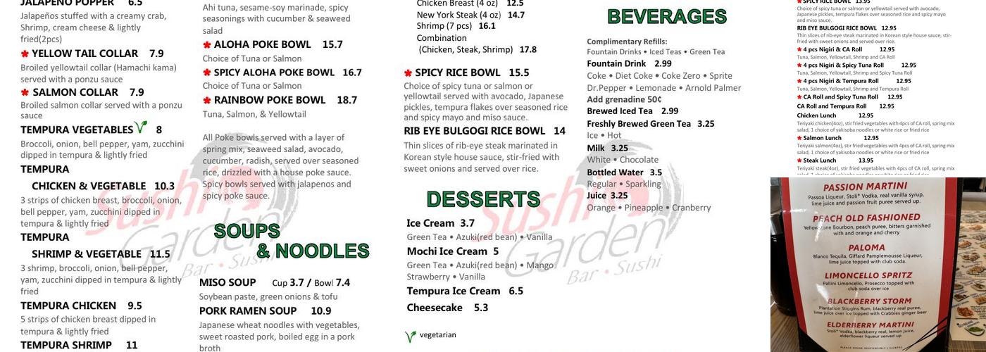 Sushi Garden Menu