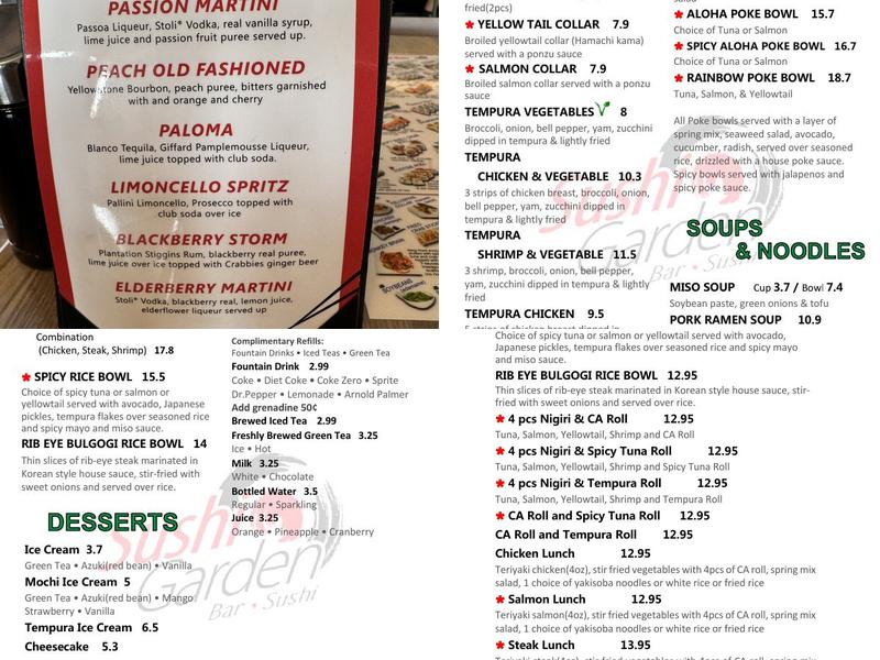 Sushi Garden Menu