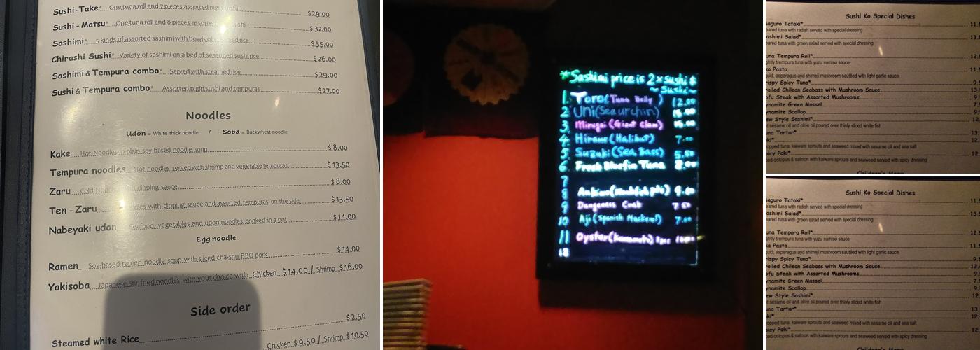 SushiKo Menu