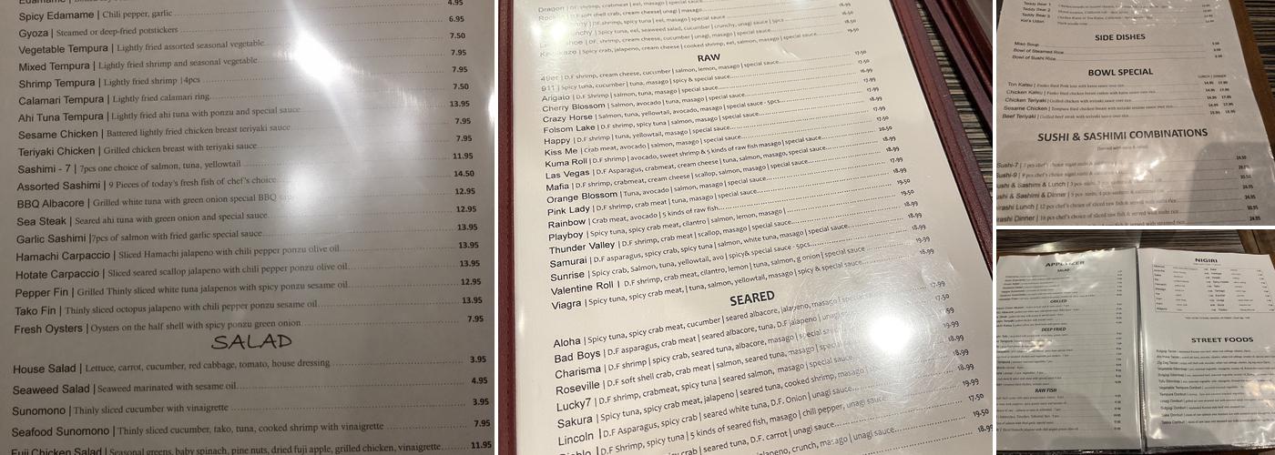 Sushi Kuma Menu