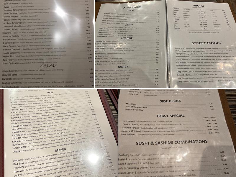 Sushi Kuma Menu
