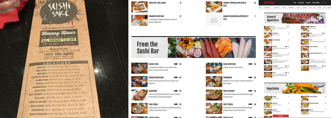 Sushi Sake Hammocks Menu