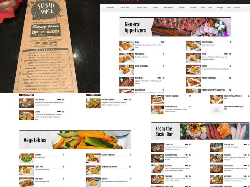 Sushi Sake Hammocks Menu