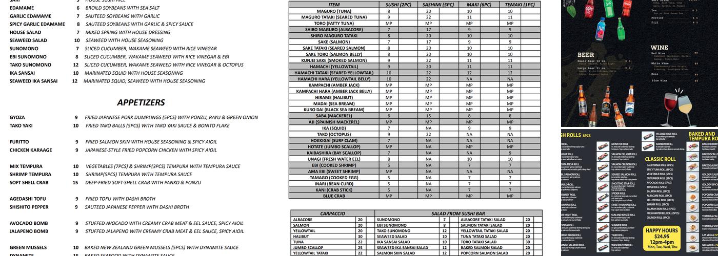 Koyi Sushi AYCE Menu