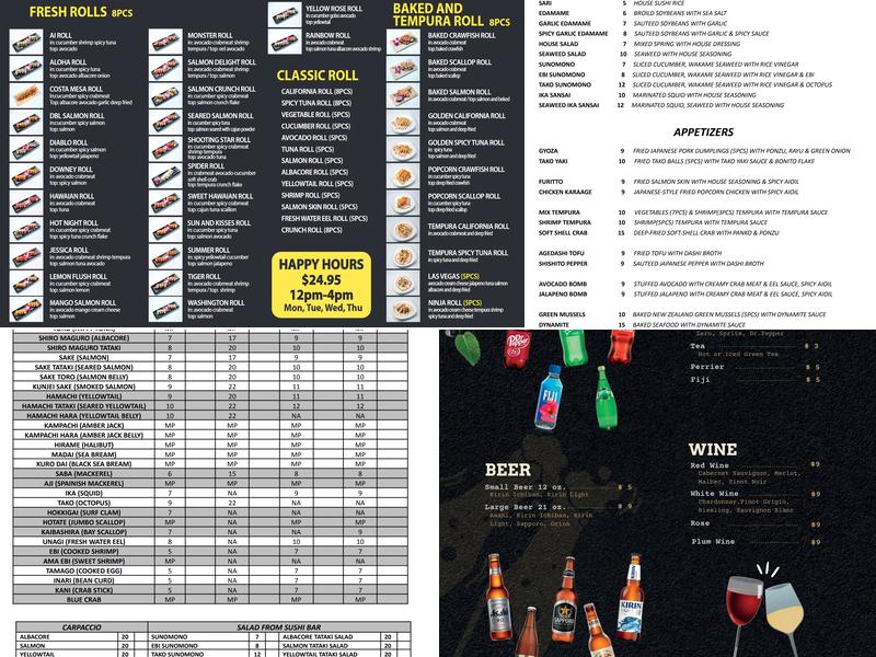 Koyi Sushi AYCE Menu