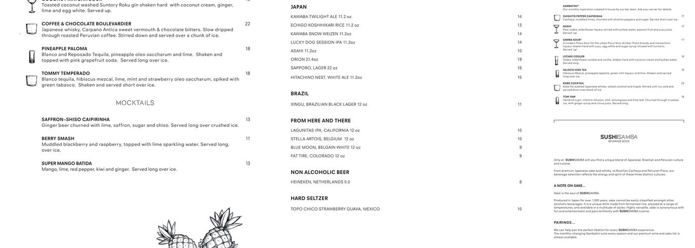 SUSHISAMBA Las Vegas Menu