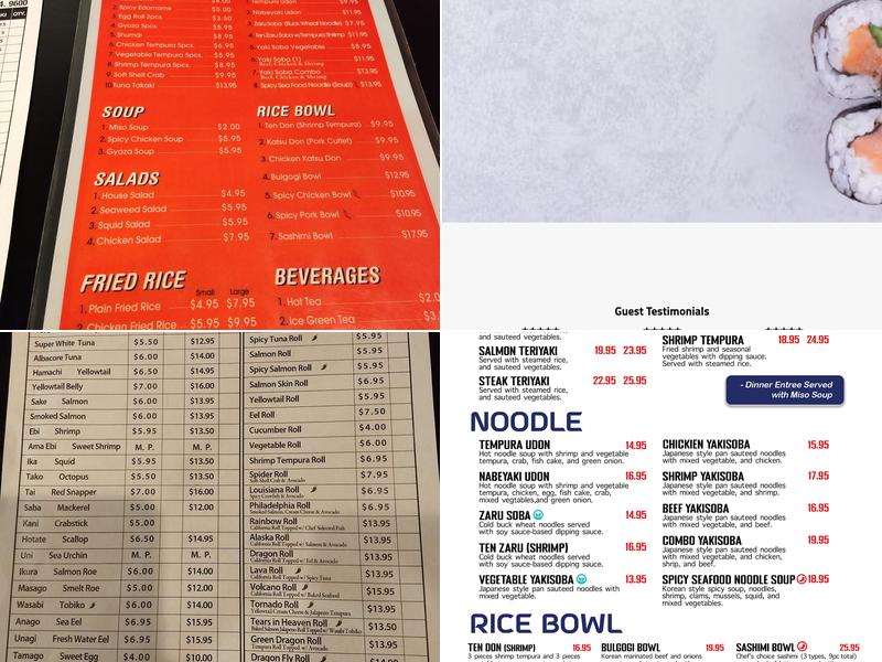 Sushiya Menu