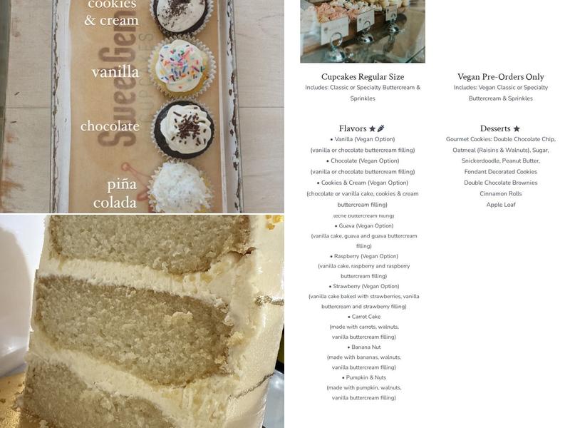 SweetGem Cupcakes Menu