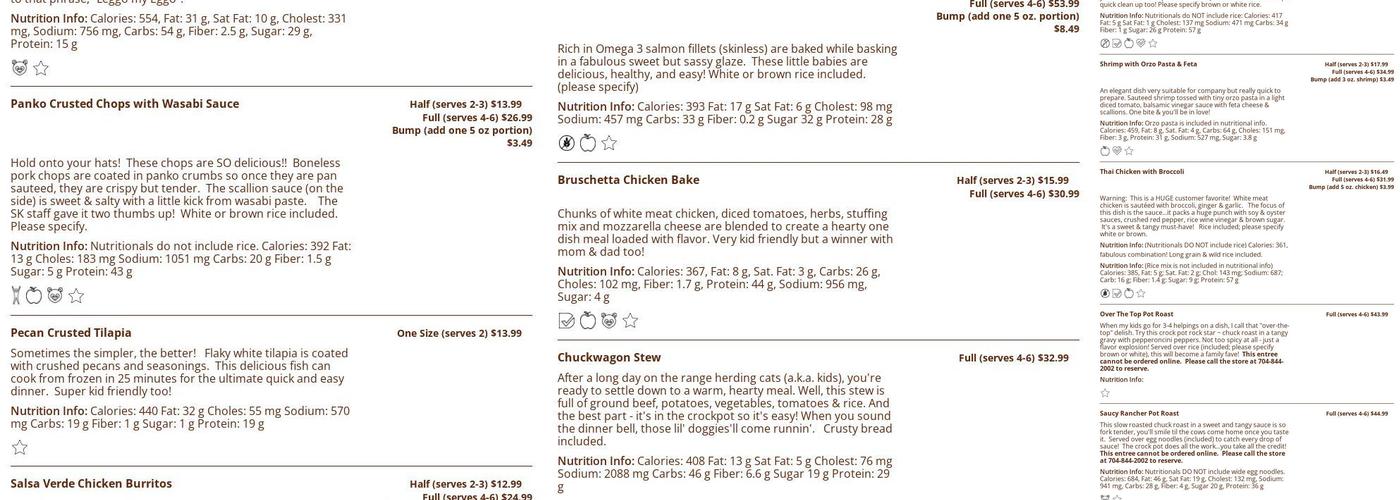 Switchin' Kitchens Menu