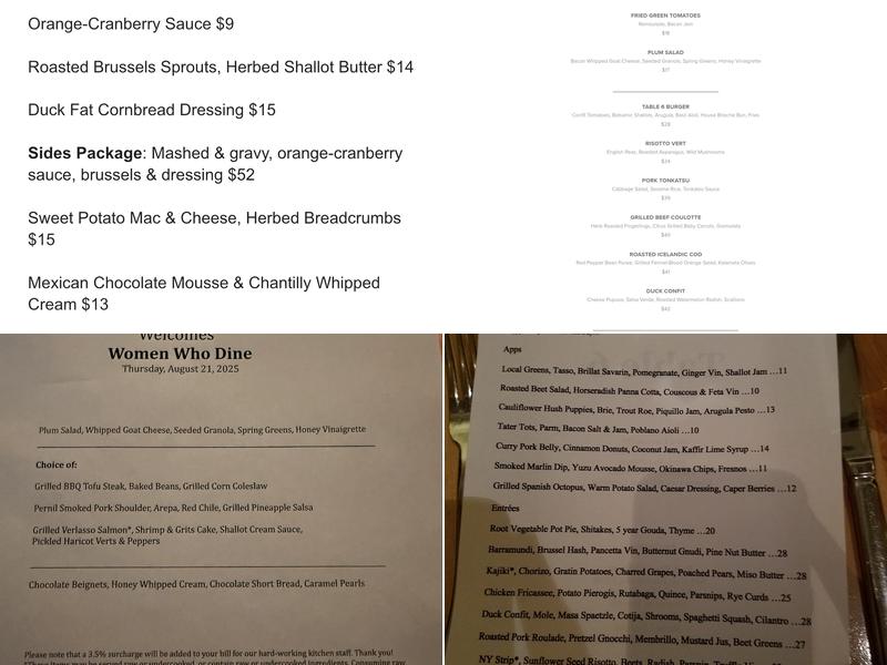 Table 6 Menu