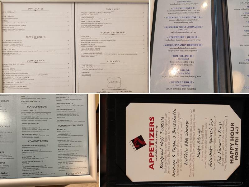 Table 7 Bistro Menu