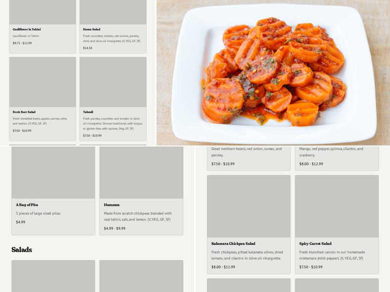 Tabouli Cuisines Menu