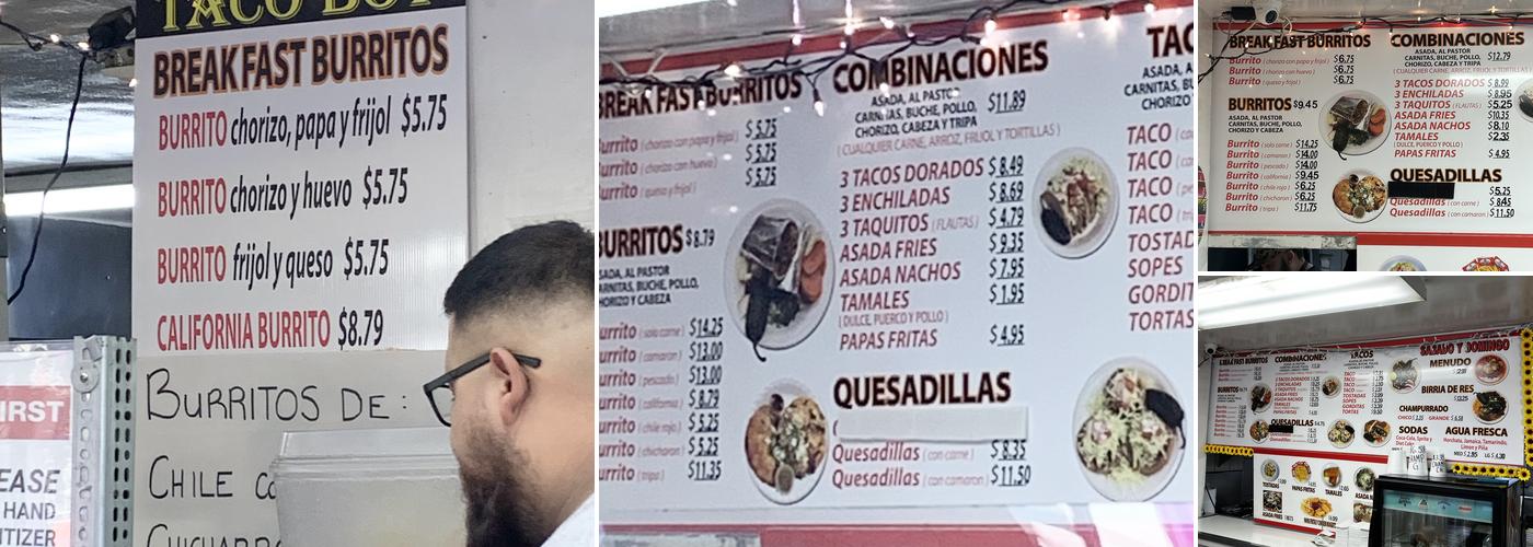 Taco Boy Menu