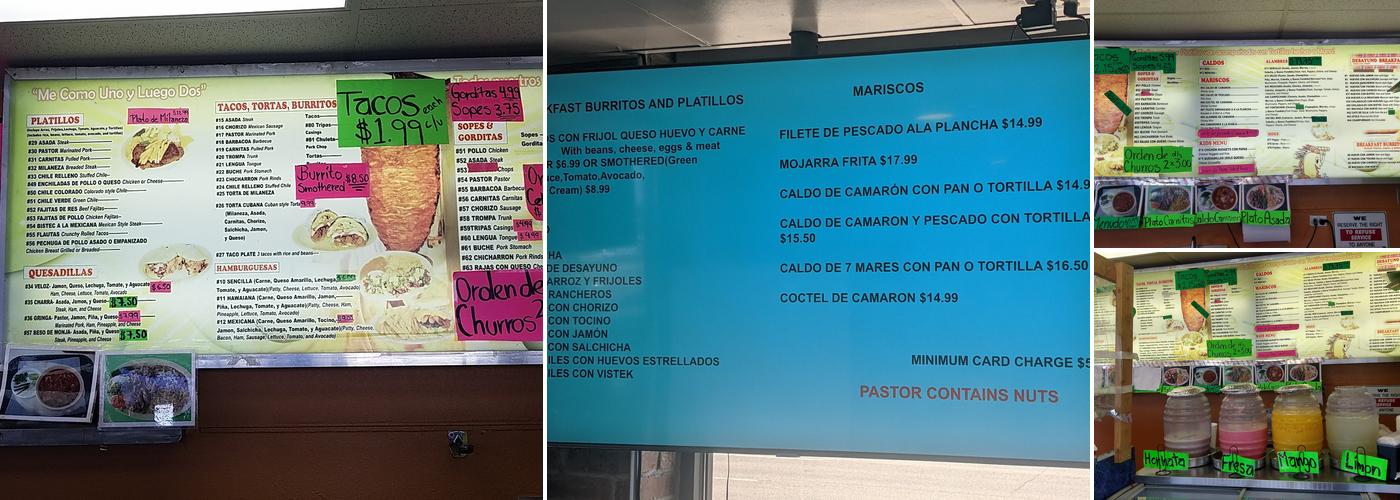 El Taco Veloz Menu