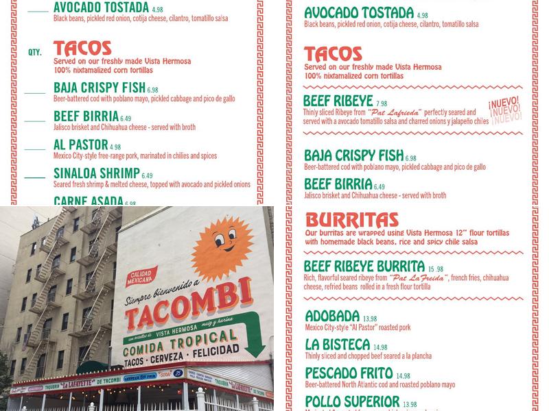 Tacombi Menu