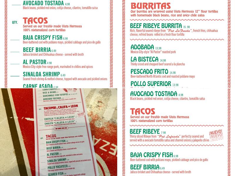 Tacombi Menu