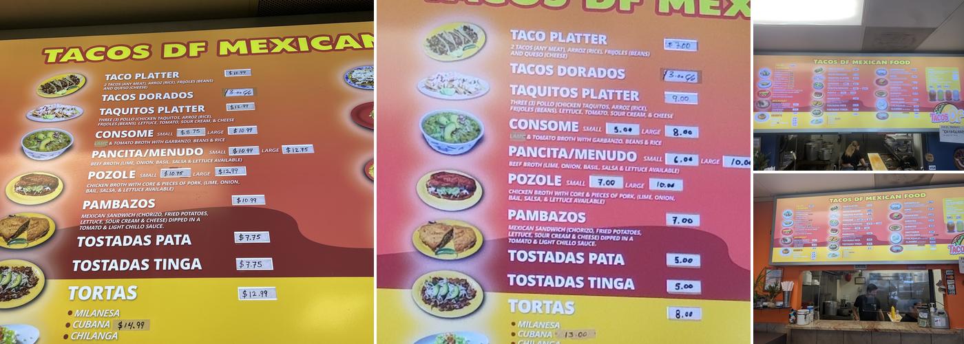 Tacos DF Menu