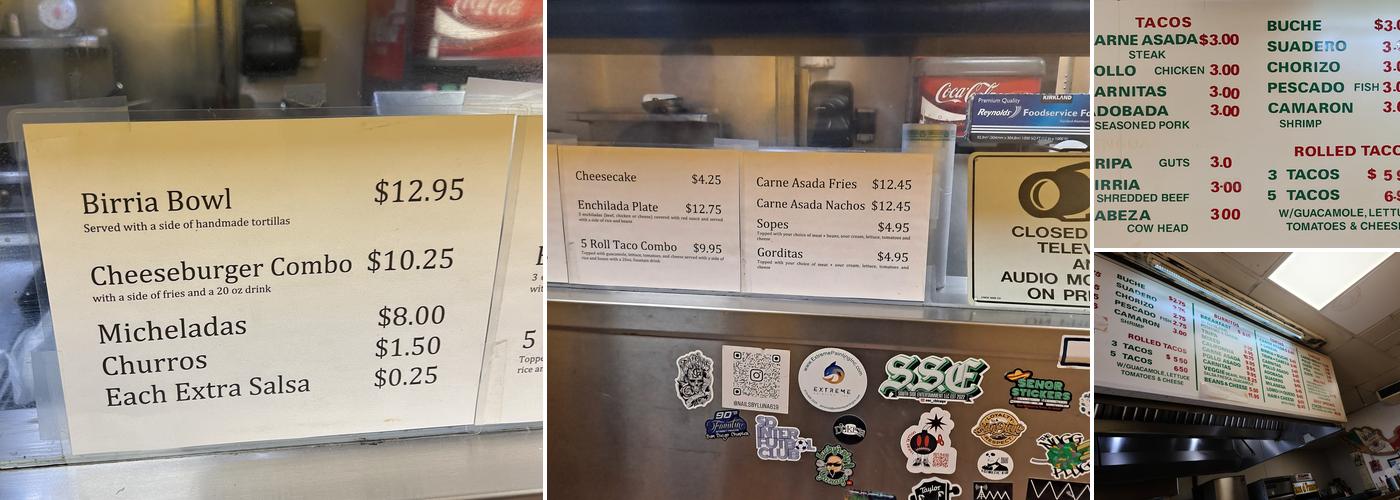 Tacos El Panson Menu