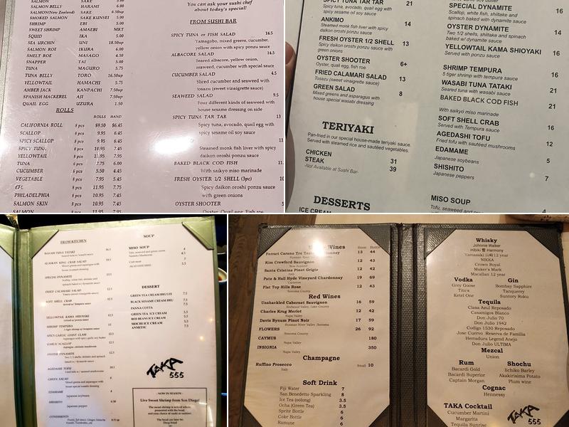 Taka Restaurant Menu