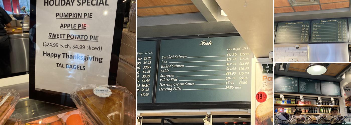 Tal Bagels Menu