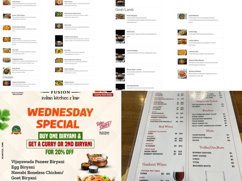 TANDOORI FUSION - INDIAN RESTAURANT Menu