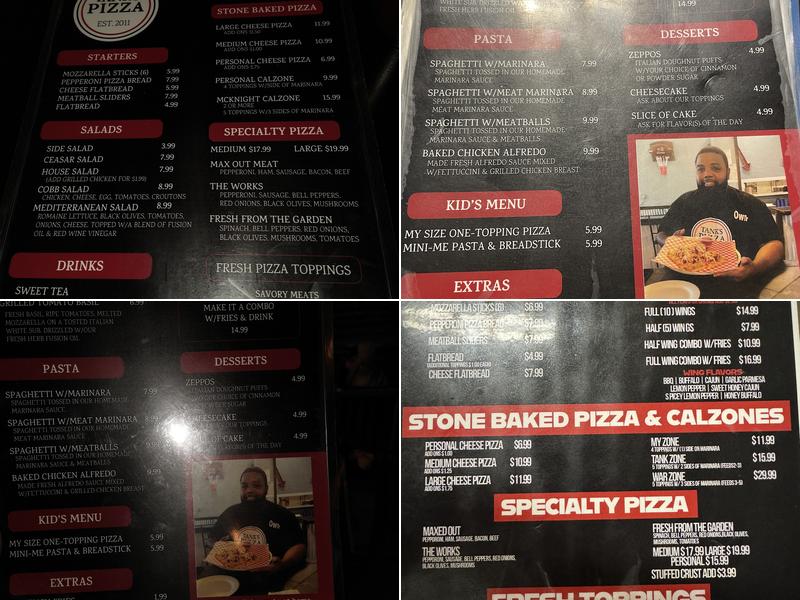 Tank's Pizza Menu