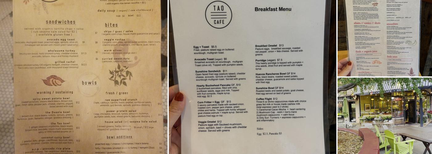 Tao Organic Cafe + Herbery Menu