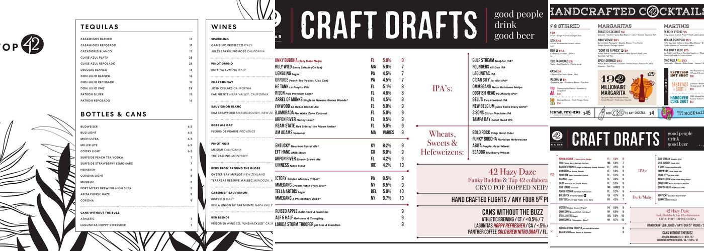 Tap 42 Craft Kitchen & Bar Menu